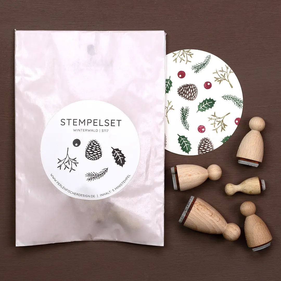 stempelset blätter stempel mistelzweig stempel beere stempel tannenzweig stempel ilexblatt stempel tannenzapfen