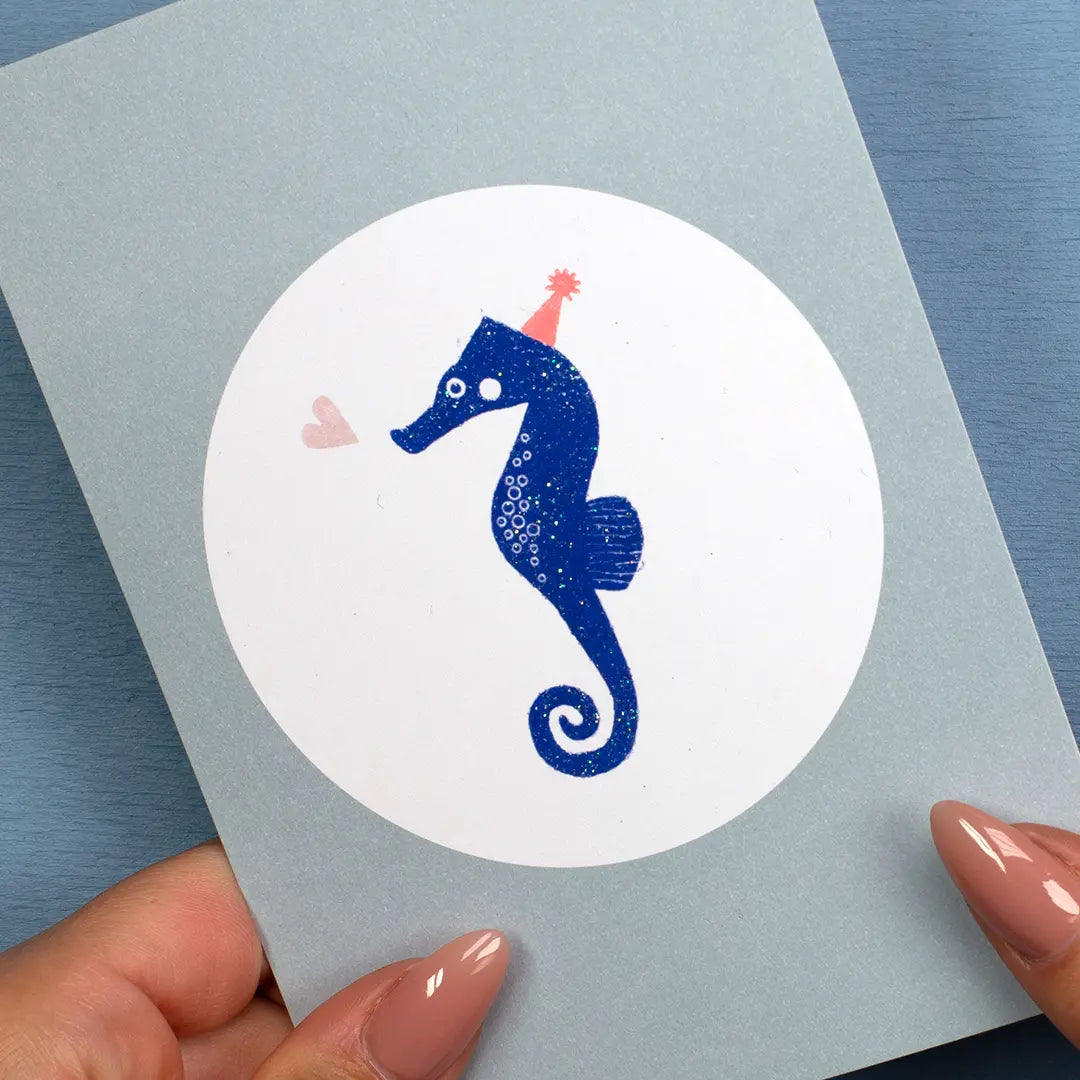 embossing pulver glitzer embossing stempel tiere glitzerndes seepferdchen stempeln schimmernde Tiere stempeln