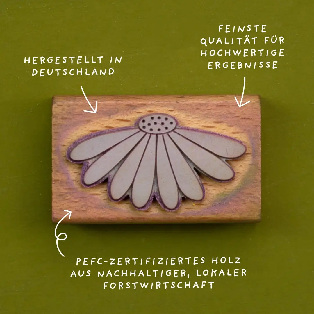 design stempel motivstempel stempel aus holz holzstempel stempel blumen stempel made in germany lokale Forstwirtschaft stempel sonnenhut