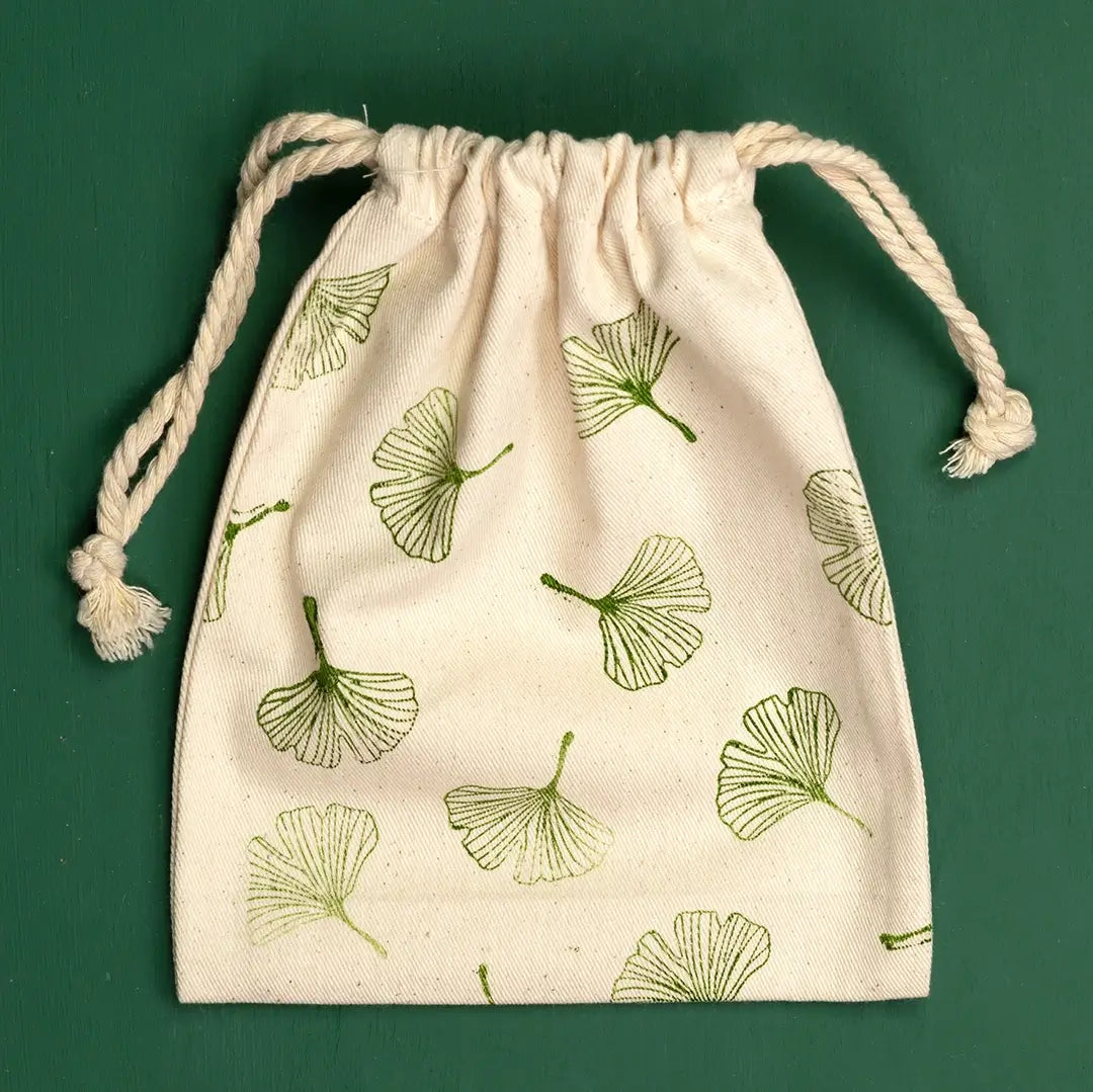 stoffstempelfarbe textilstempel ginkgoblatt stoffbeutel bestempeln diy geschenk
