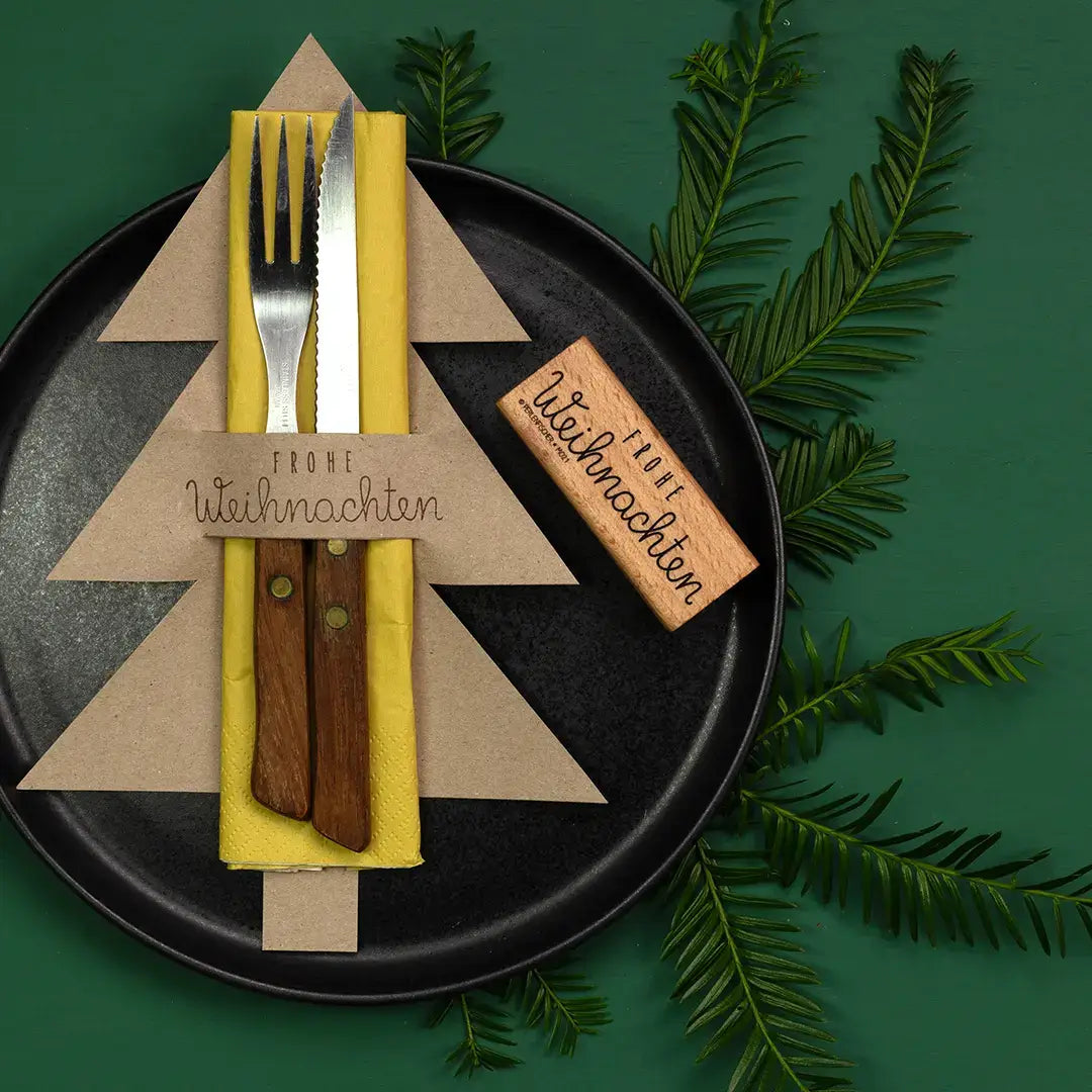 stempel weihnachten tischdeko diy stempel frohe weihnachten druckvorlage weihnachtsbaum