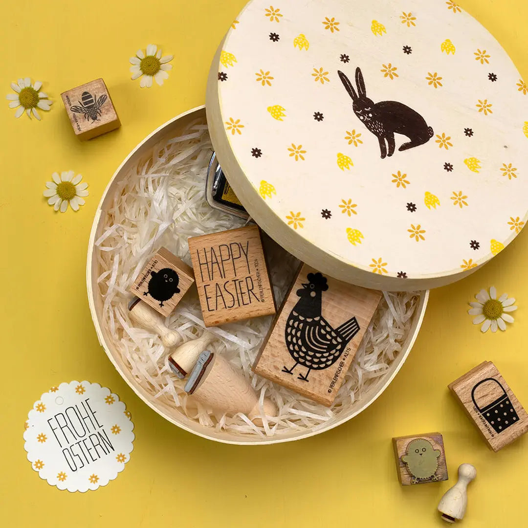 lehrerstempel diy osternest bestempeln holzbox zu ostern klassenzimmer osterdeko gestalten