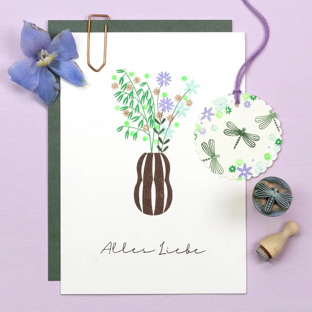 stempel blumen stempel blätter stempel blumenstrauss grusskarte stempeln blüten stempel alles liebe