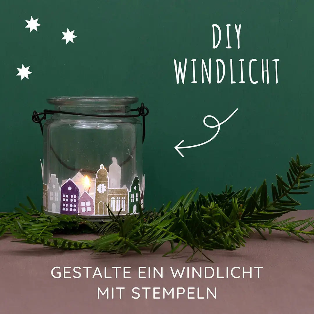 stempel weihnachten diy windlicht basteln weihnachten deko basteln stempel haus stempel kirche