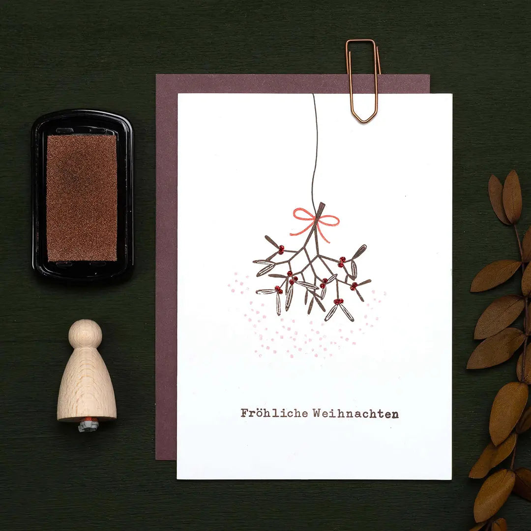 Blumenstempel und Blätter Stempel Mistelzweig Stempel weihnachtliche Blätter stempeln Weihachtskarten mit Blättern stempeln