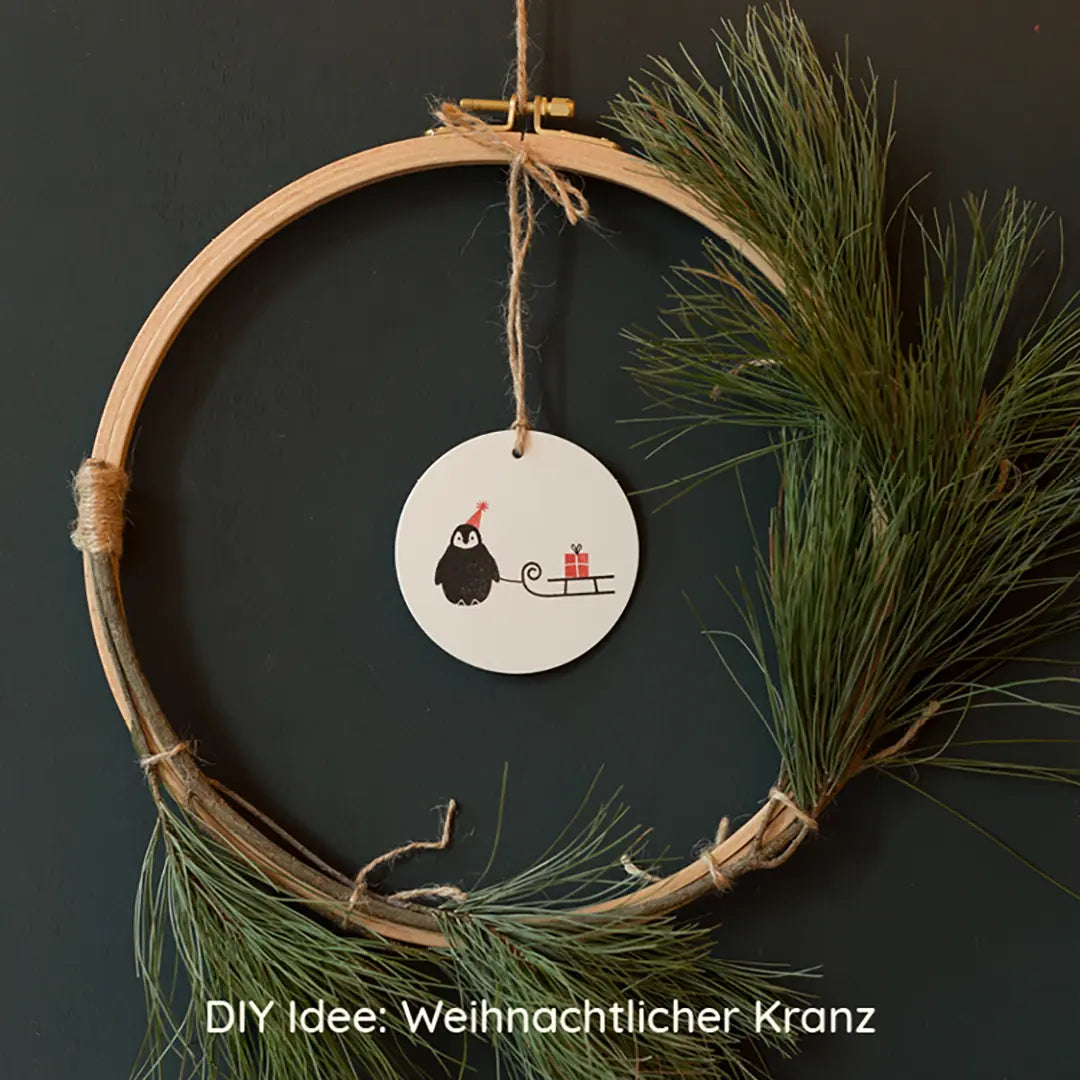 motivstempel deko diy weihnachtskranz holzanhänger stempeln