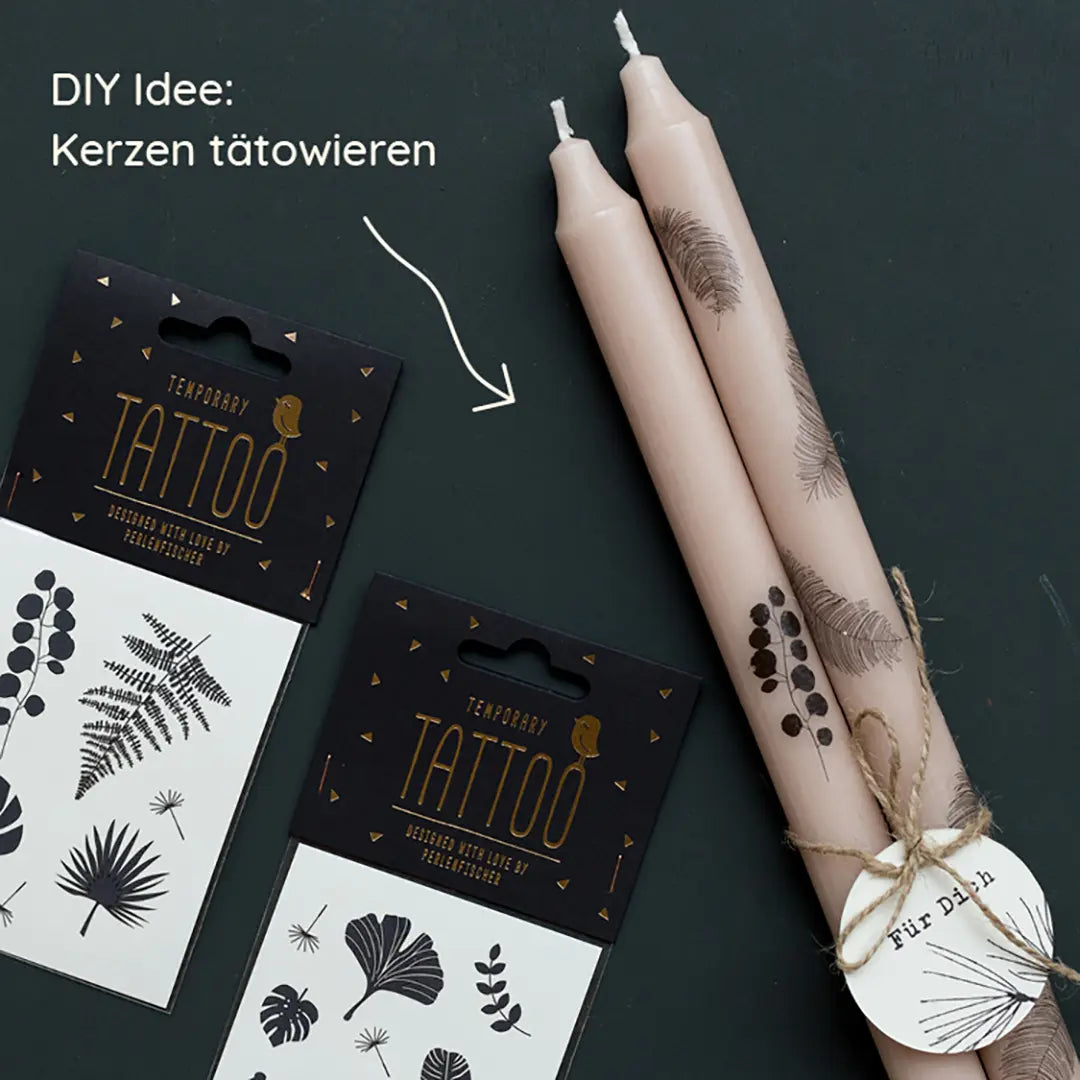 stempel muttertag geschenk muttertag kerze diy mit temporäre tattoos