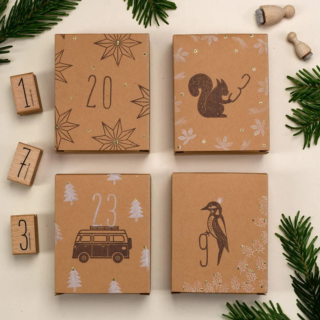 Stempel Weihnachten Adventskalender Geschenkschachteln Schachtel