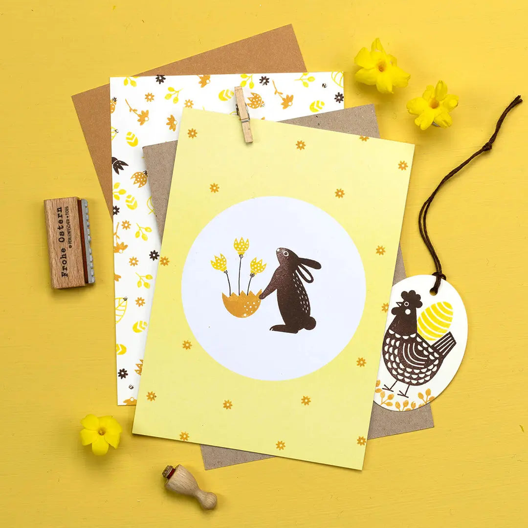 mini stempel ostern kleine stempel blätter Osterkarten stempeln mit mini stempel blüten