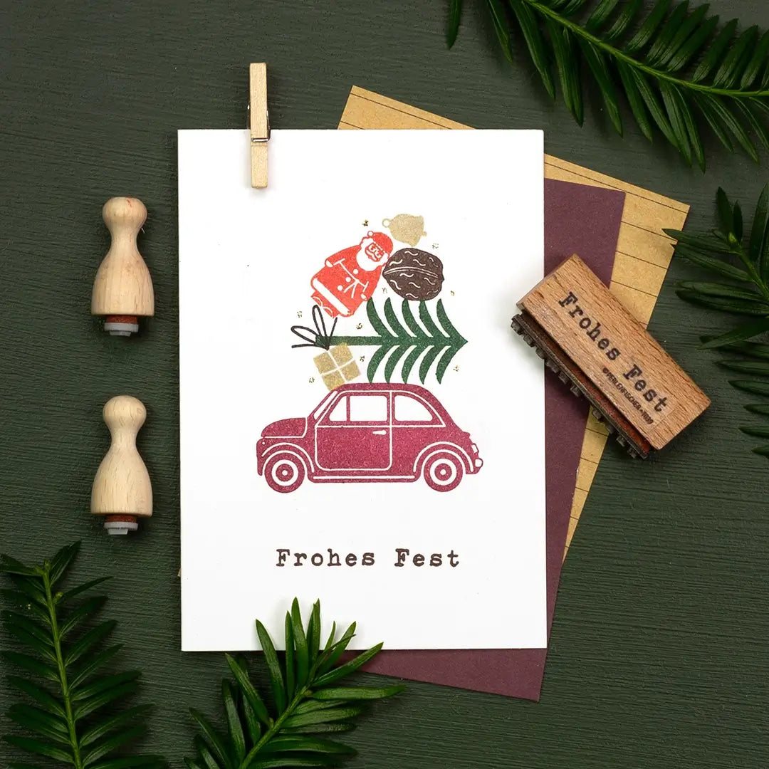 stempel weihnachten stempel frohes fest stempel tannenbaum stempel weihnachtsmann stempel glocke kleine karte 