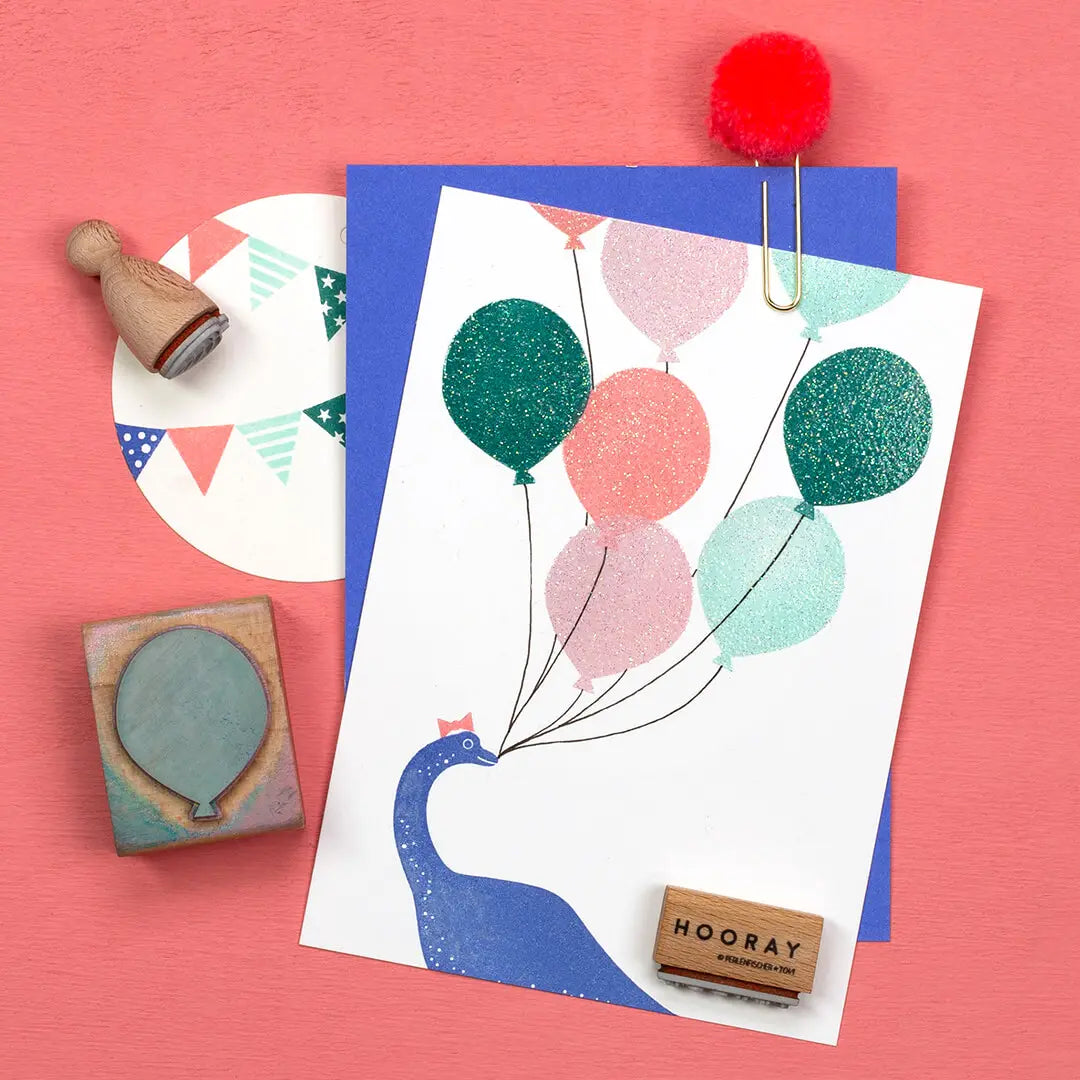 stempel kinder stempel kindergeburtstag stempel luftballon stempel wimpel stempel fliege emossing pulver diy glitzernde karte