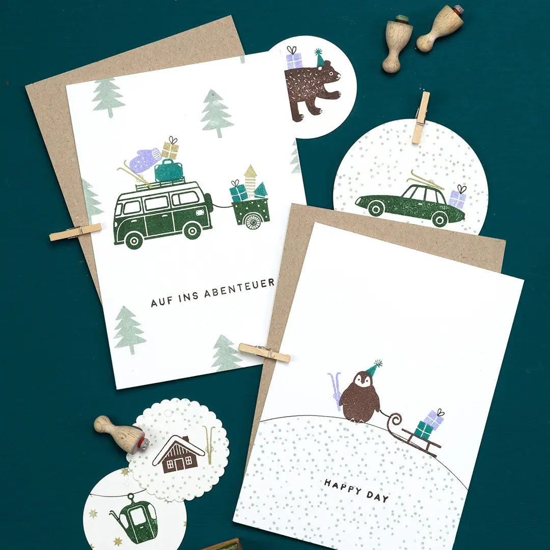 Stempel Kinder zum Weihnachtskarten stempeln Auto Stempel Bärenbaby Stempel Pinguin Baby Stempel Tannenbaum Stempel Schlitten Stempel Geschenke 