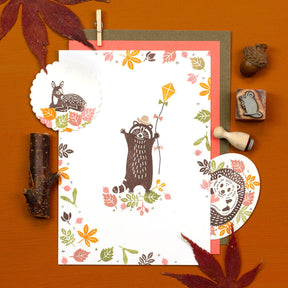 Stamp | Racoon standing