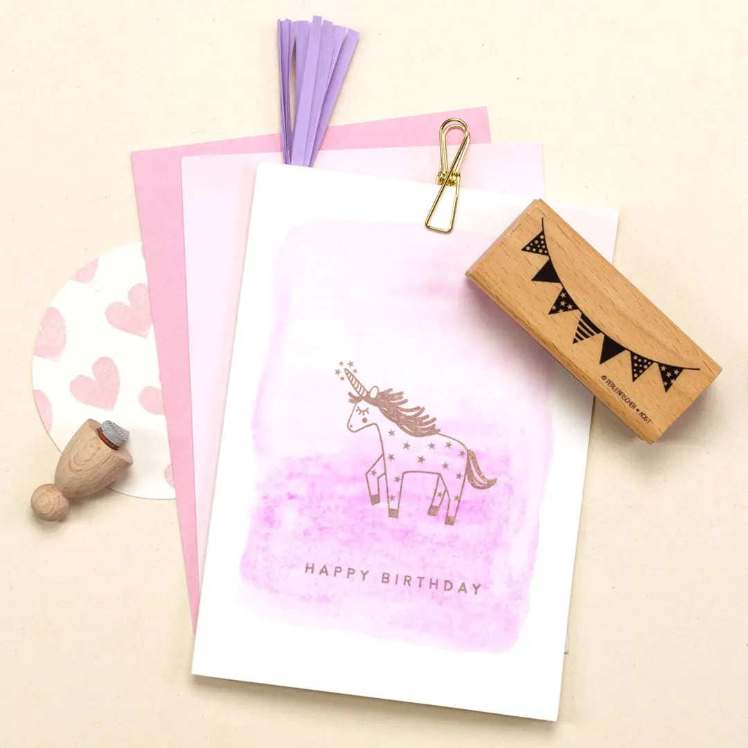 Stempel Geburtstag Happy Birthday Herz Einhorn Stempel Girlande