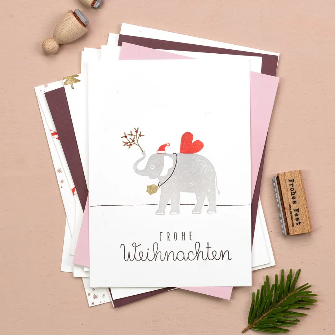 Blumenstempel und Blätter Stempel Mistelzweig Stempel Weihnachtskarten mit Blättern stempeln