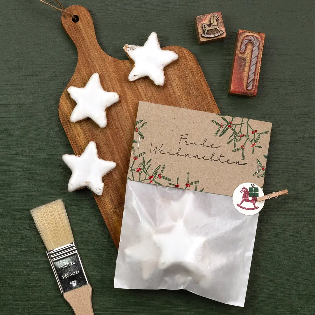 motivstempel geschenktüte basteln stempel mistelzweig stempel geschenk 