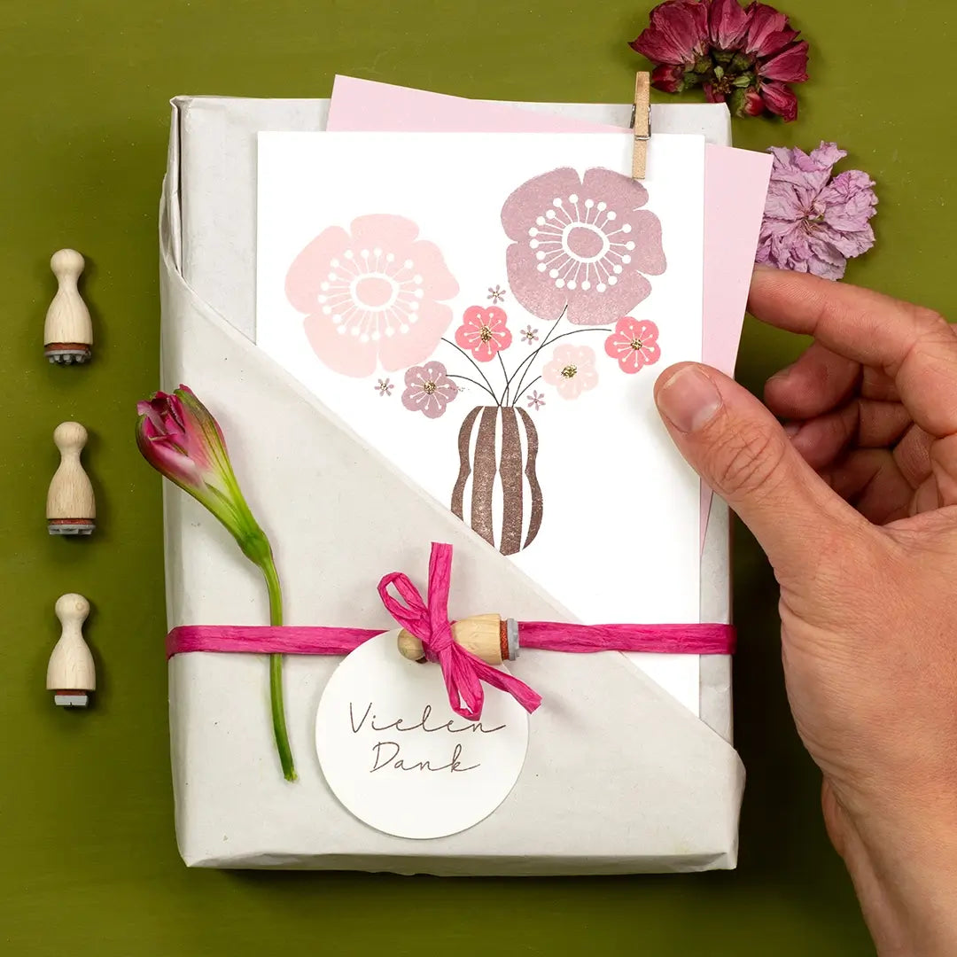 stempel muttertag geschenkanhänger muttertag basteln muttertag grusskarte stempel blumen