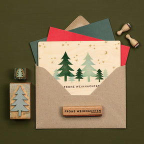 2 Postkarten | Holz