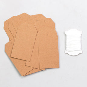24 Papieranhänger | Kraftpapier eckig mit Band