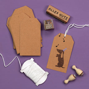 24 Papieranhänger | Kraftpapier eckig mit Band
