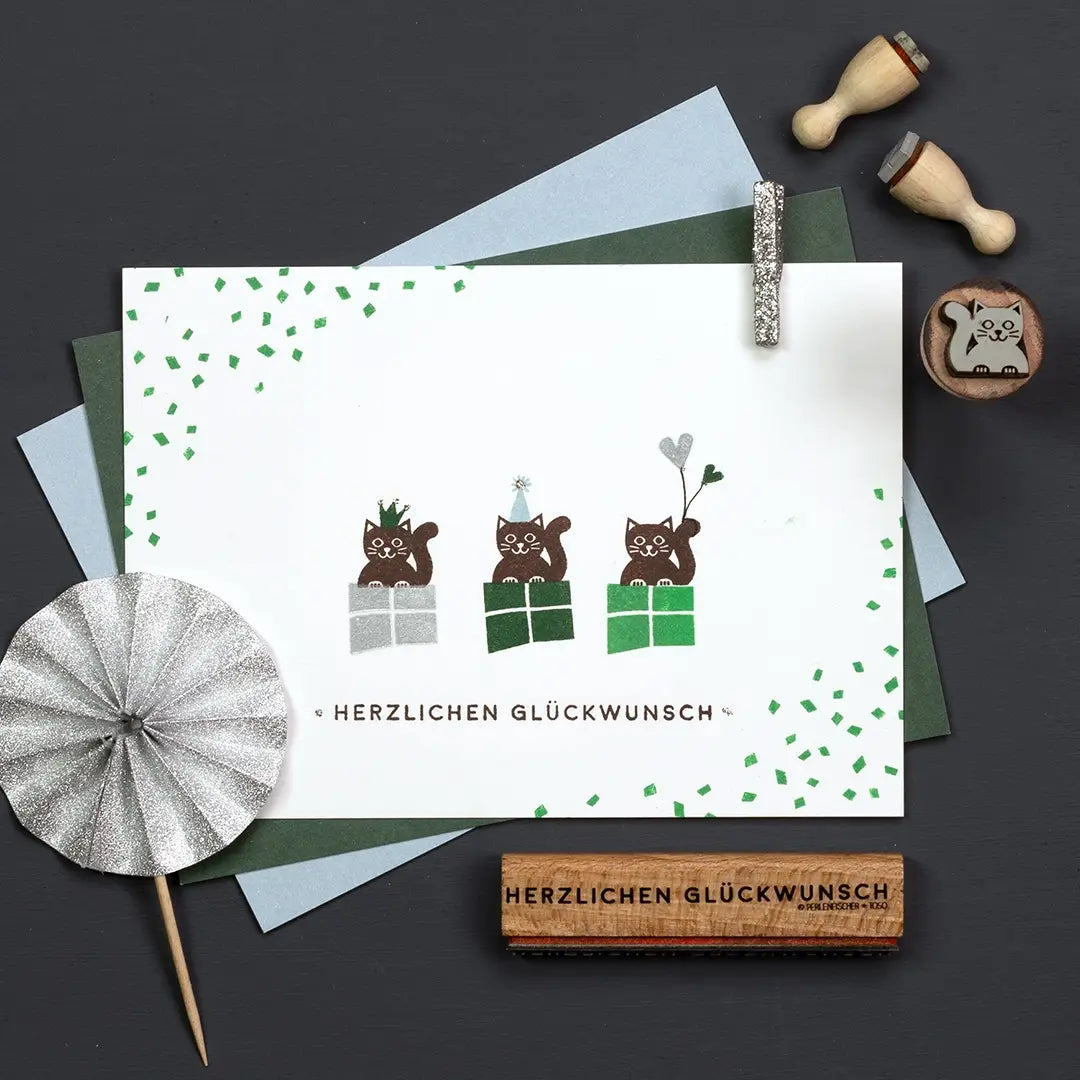 stempel geburtstag stempel herzlichen glückwunsch stempel konfetti stempel katze stempel herz stempel herzen stempel 