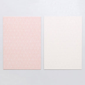 5 Postcards | Grid diamonds pink