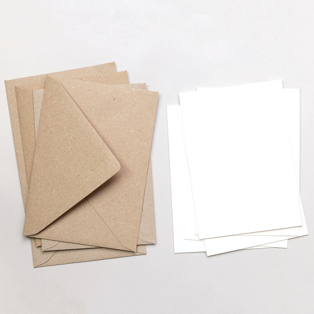 5 Klappkarten mit Umschlag | Weiß mit Kraft
