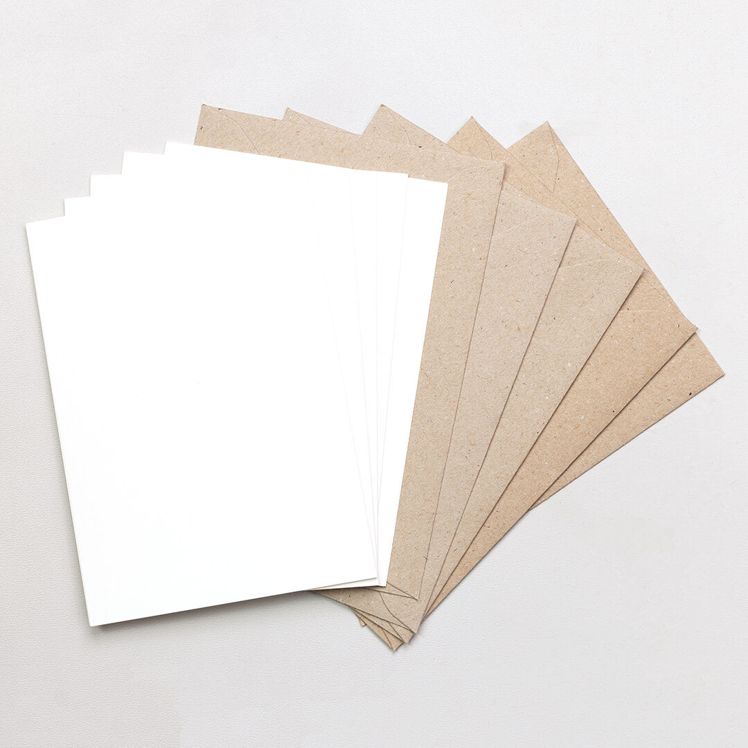 5 Cards with envelope | White with craft