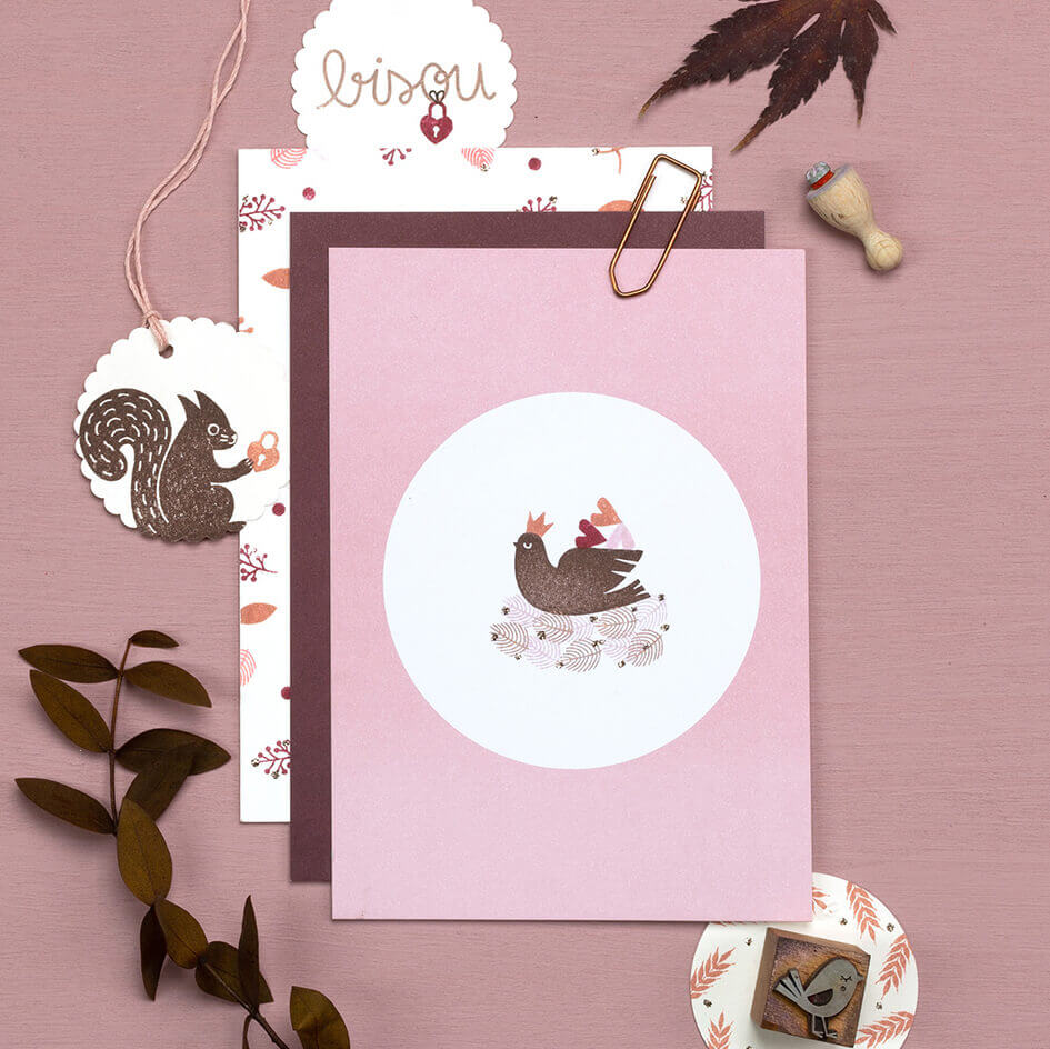 5 Postcards | Dot dusky pink 