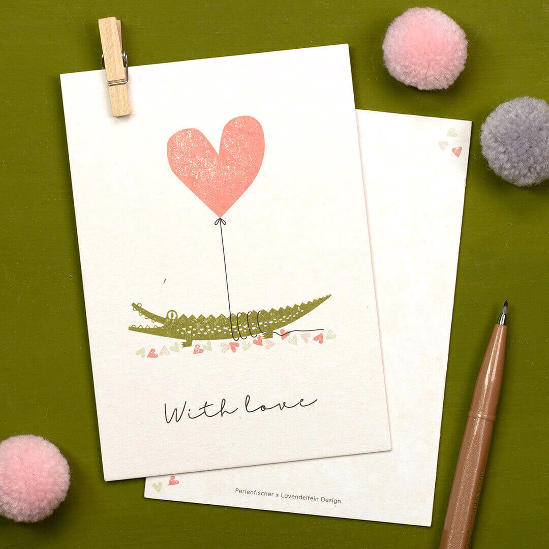 Perlenfischer x Lavendelfein Design Greeting card | With love