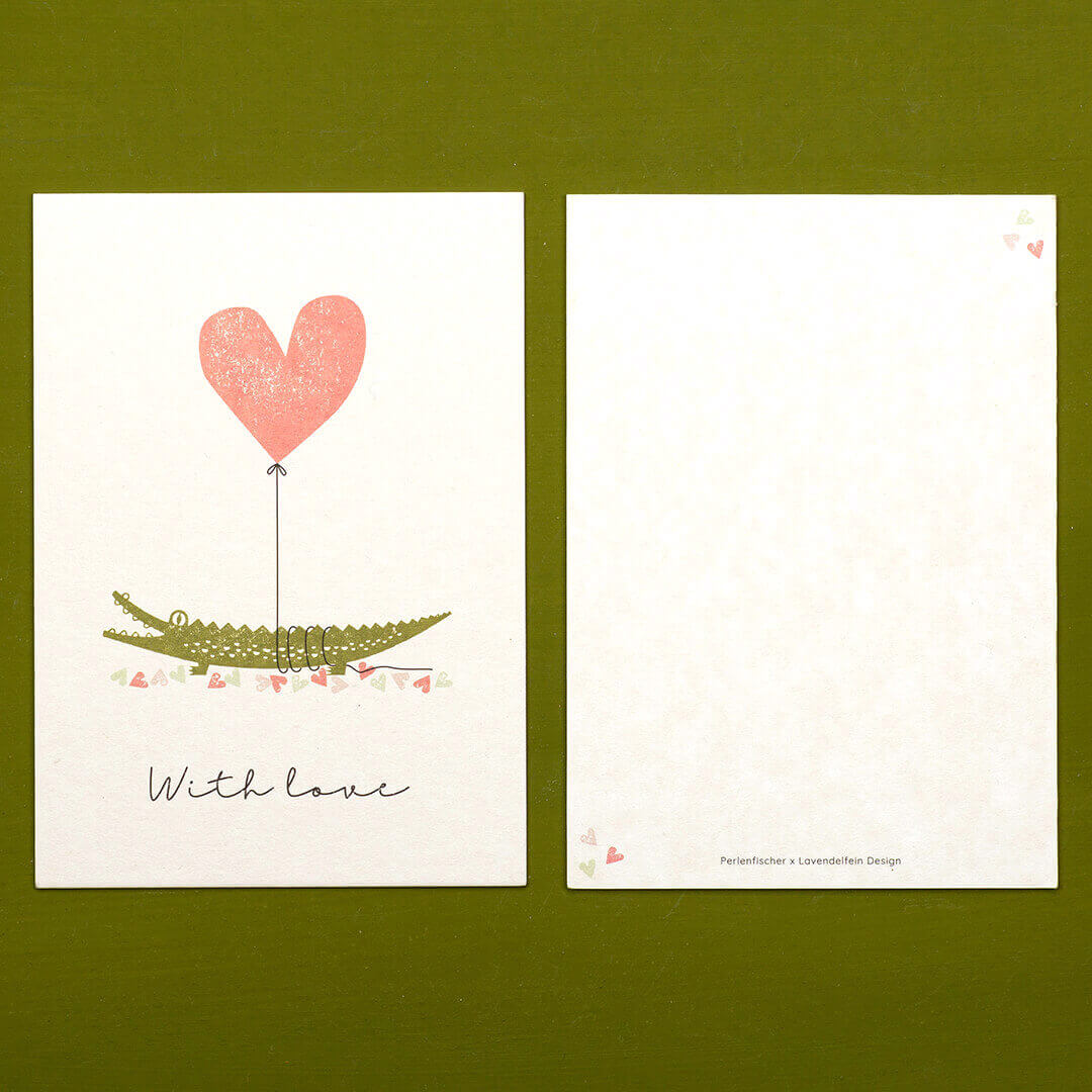 Perlenfischer x Lavendelfein Design Greeting card | With love