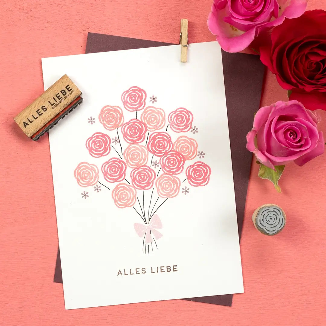 blumen stempel blume stempel rose rosen stempel alles liebe stempel blüte stempel blumenstrauss grusskarte blumen stempeln