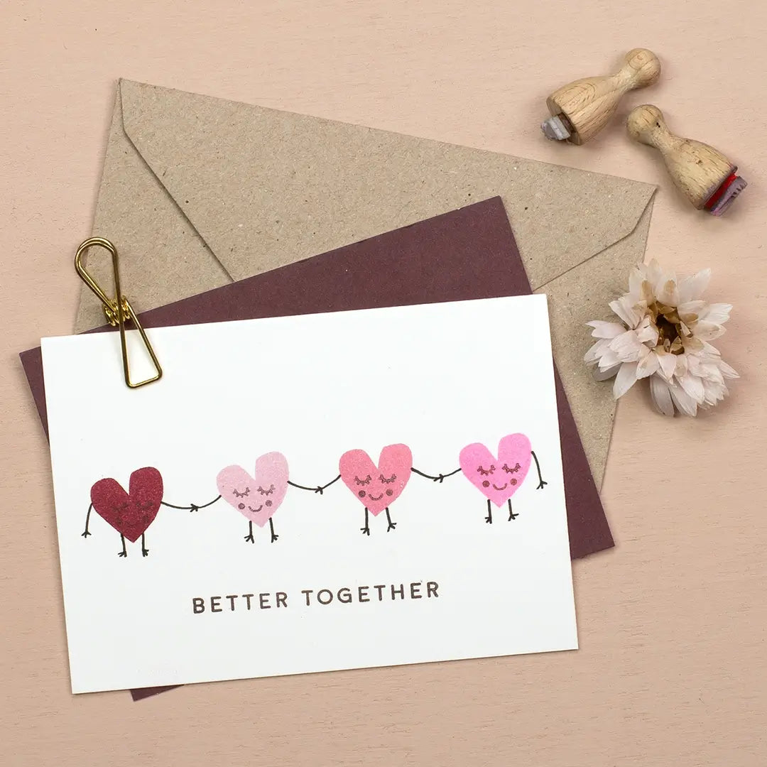 Textstempel schriftstempel grusskarte stempeln better together stempel herz