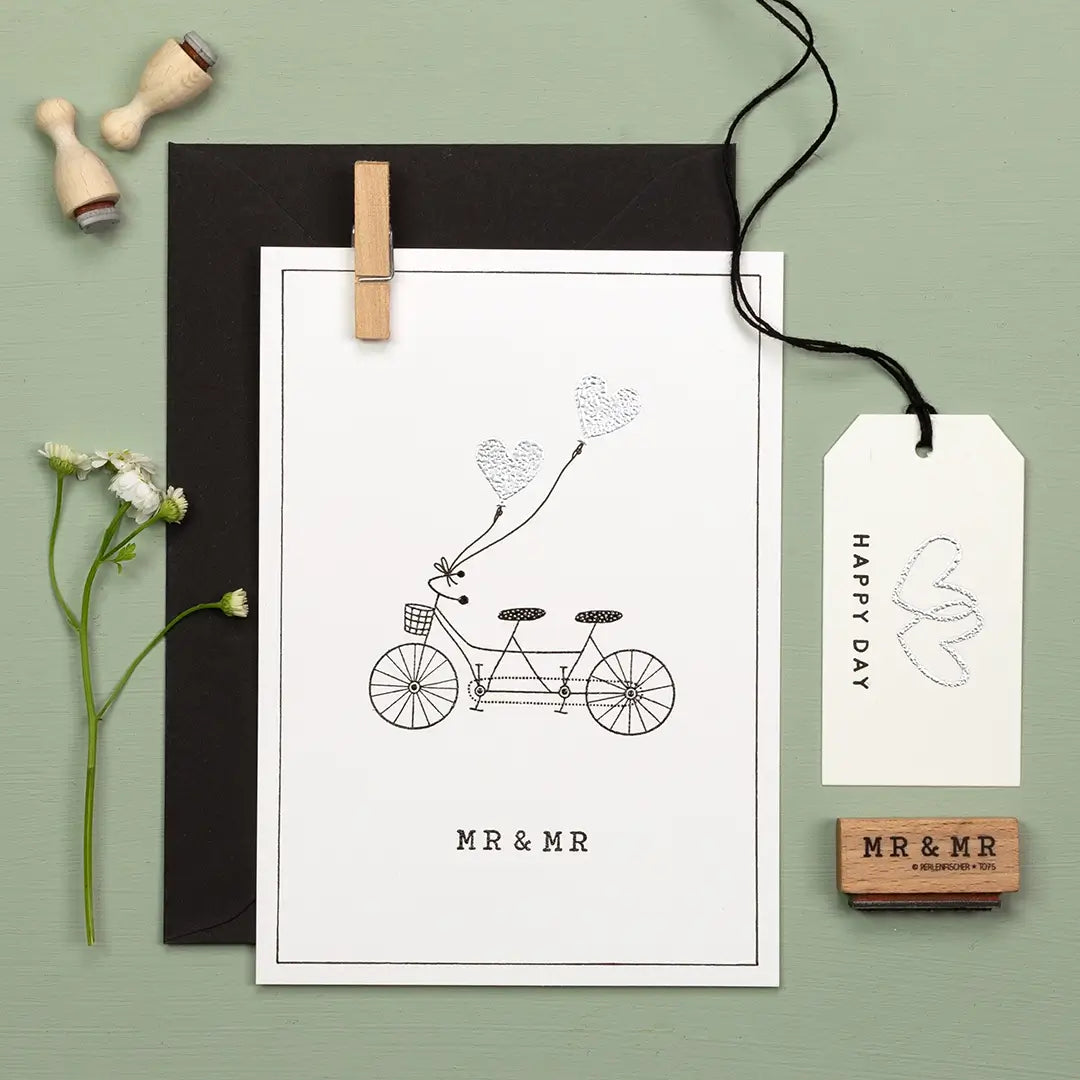 stempel hochzeit karte zur hochzeit selbst machen stempel fahrrad herz stempel