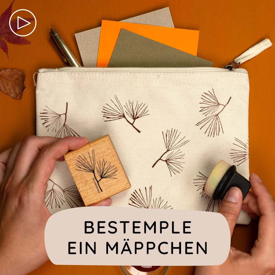 stoffstempelfarbe video tutorial mäppchen bestempeln stempelfarbe für stoff textilstempel pinienzweig 