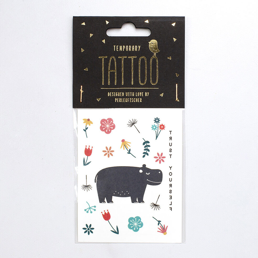 Tattoo | Hippo in flower heaven
