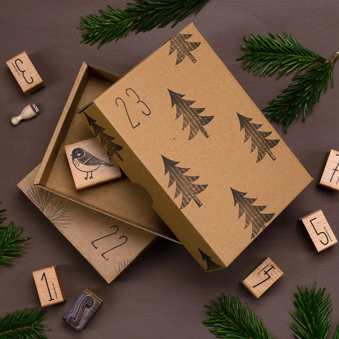 stempel weihnachten geschenk stempeln stempel tannenbaum pappbox als geschenkverpackung